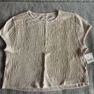 FP Movement by Free People Beige Ribbed Tee